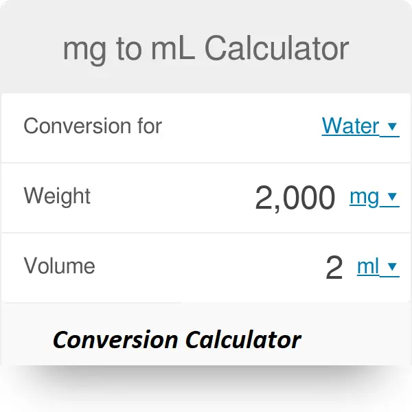 MG To ML Conversion Calculator Milligram To Millilitre Conversion   Mg To Ml@2 